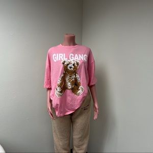 Oversized pink girl gang tee
